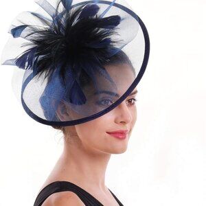 Women's Fascinators Feather Tea Party Hat Veil Headband Hair Clip